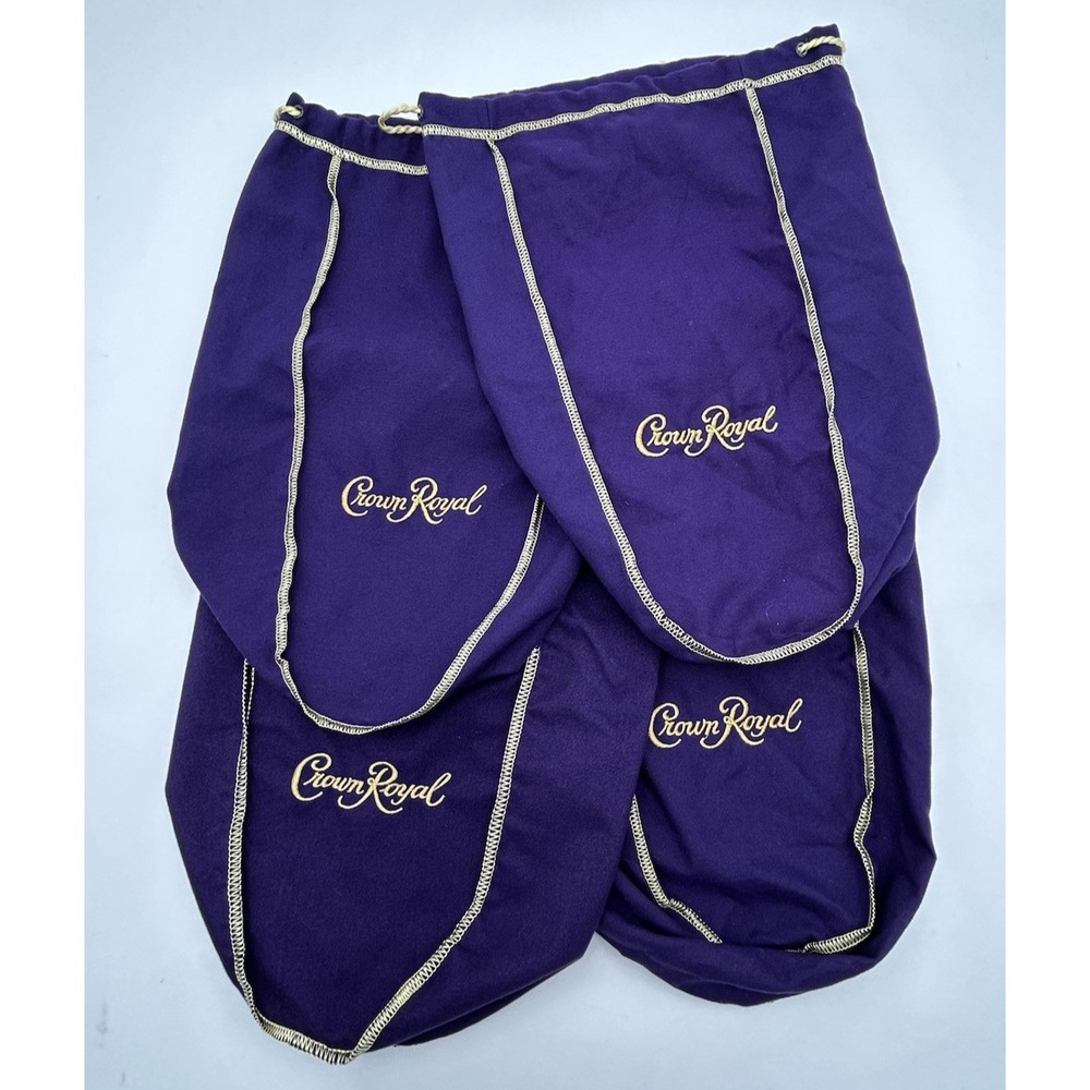 Lot of 4 Large Crown Royal Purple Bag 13 Inch Bags 1.75 Liter Large Twill